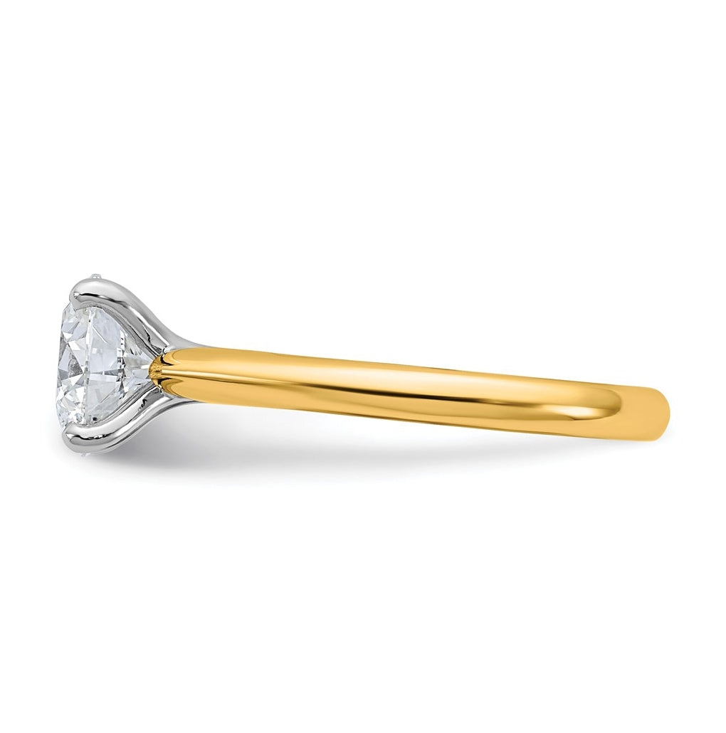 14k Two-Tone Gold 2ct Cert Lab Grown Diamond VS+ F+ Round 8X Complete Solitaire Ring Size 5 – Elegant Jewelry Gift for Birthday, Anniversary, Engagement, Wedding