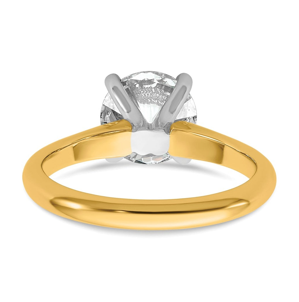 14k Two-Tone Gold 2ct Cert Lab Grown Diamond VS+ F+ Round 8X Complete Solitaire Ring Size 5 – Elegant Jewelry Gift for Birthday, Anniversary, Engagement, Wedding
