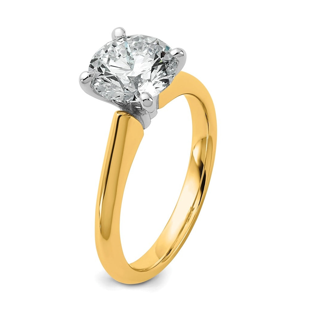14k Two-Tone Gold 2ct Cert Lab Grown Diamond VS+ F+ Round 8X Complete Solitaire Ring Size 5 – Elegant Jewelry Gift for Birthday, Anniversary, Engagement, Wedding