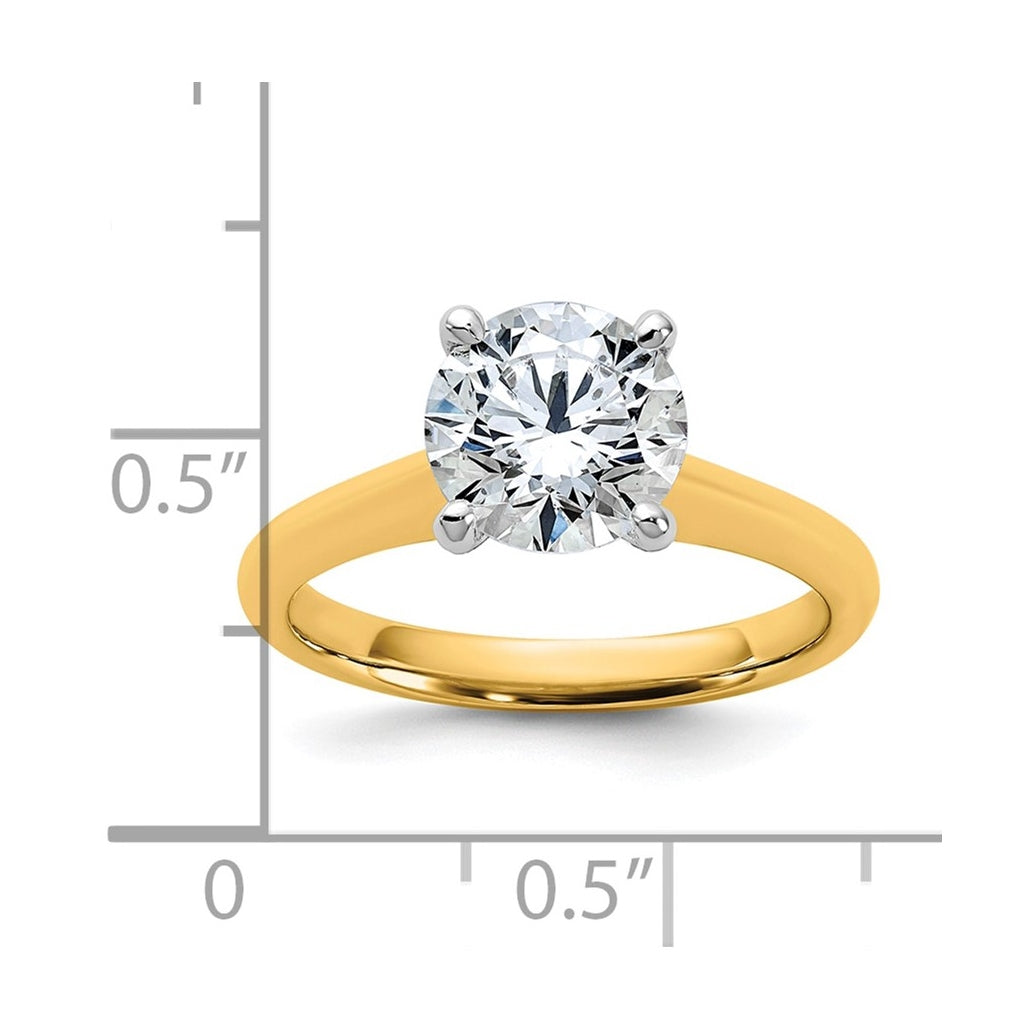 14k Two-Tone Gold 2ct Cert Lab Grown Diamond VS+ F+ Round 8X Complete Solitaire Ring Size 5 – Elegant Jewelry Gift for Birthday, Anniversary, Engagement, Wedding