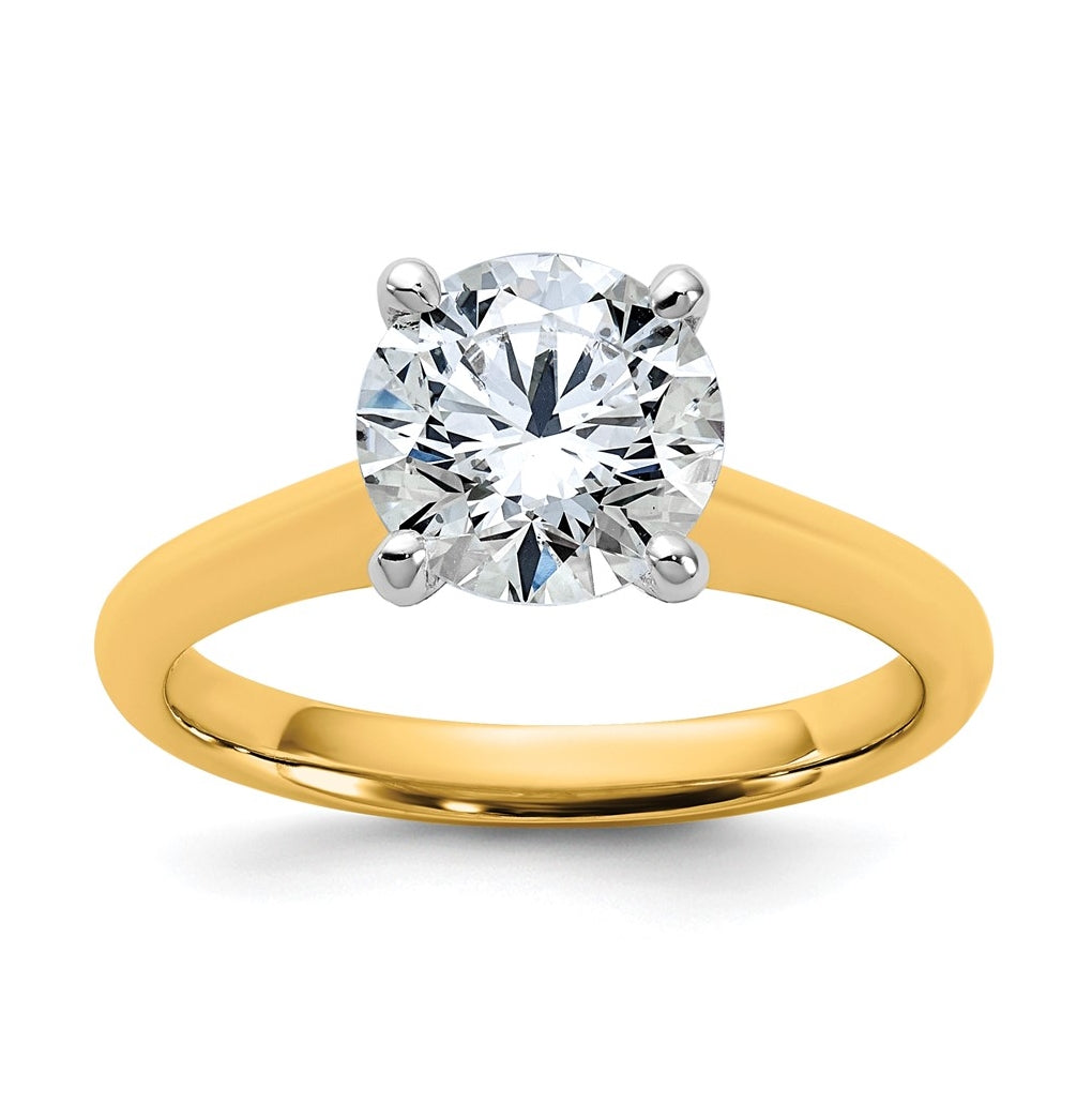 14k Two-Tone Gold 2ct Cert Lab Grown Diamond VS+ F+ Round 8X Complete Solitaire Ring Size 5 – Elegant Jewelry Gift for Birthday, Anniversary, Engagement, Wedding