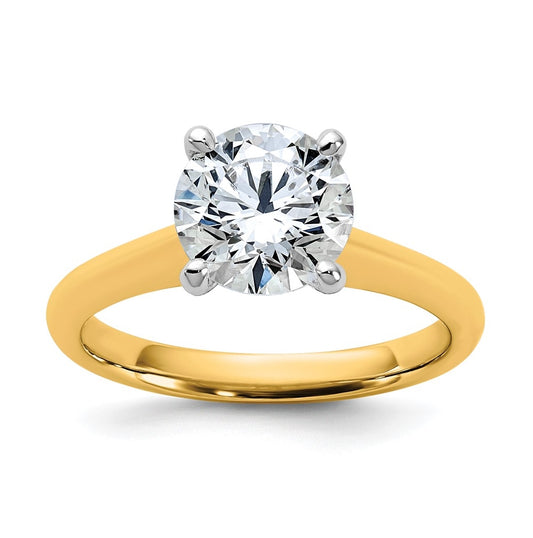 14k Two-Tone Gold 2ct Cert Lab Grown Diamond VS+ F+ Round 8X Complete Solitaire Ring Size 5 – Elegant Jewelry Gift for Birthday, Anniversary, Engagement, Wedding