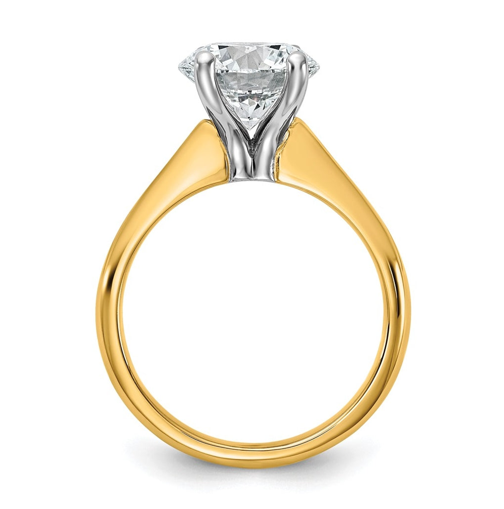 14k Two-Tone Gold 2ct Cert Lab Grown Diamond VS+ F+ Round 8X Complete Solitaire Ring Size 5 – Elegant Jewelry Gift for Birthday, Anniversary, Engagement, Wedding