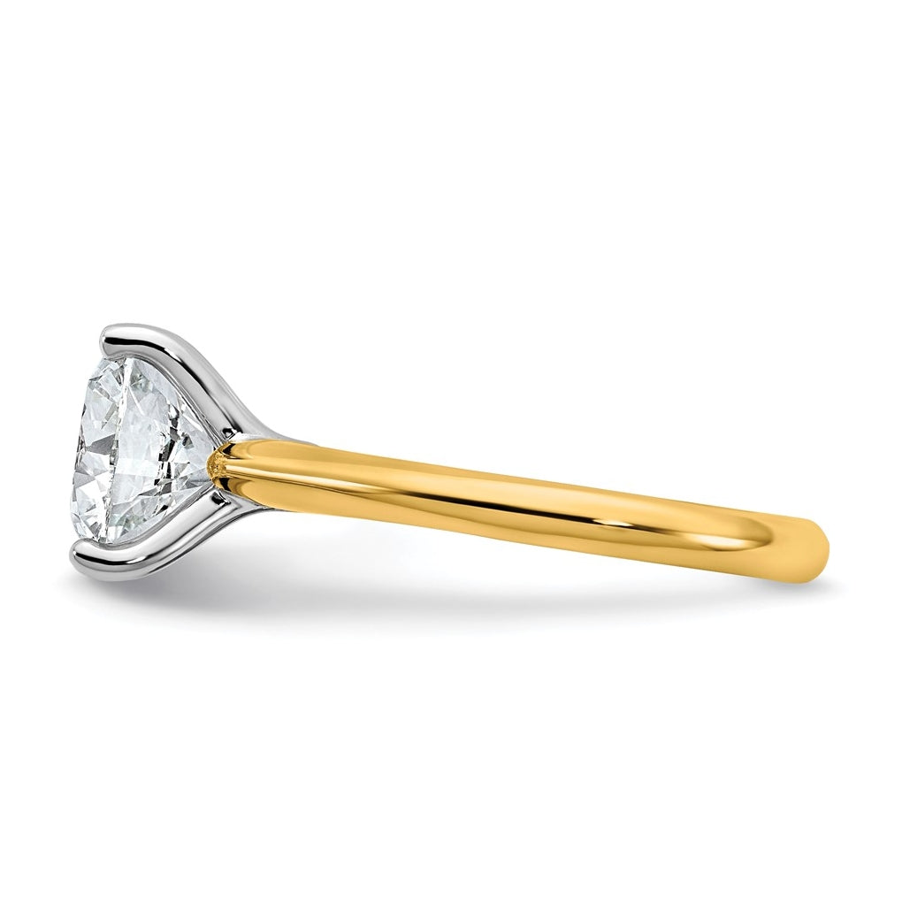14k Two-Tone Gold 2ct Cert Lab Grown Diamond VS+ F+ Round 8X Complete Solitaire Ring Size 5 – Elegant Jewelry Gift for Birthday, Anniversary, Engagement, Wedding