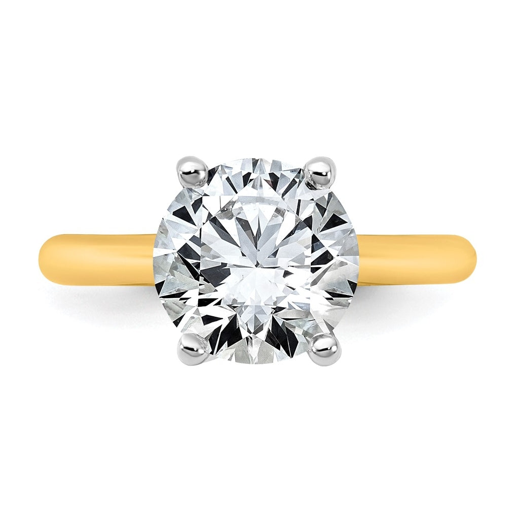 14k Two-Tone Gold 2ct Cert Lab Grown Diamond VS+ F+ Round 8X Complete Solitaire Ring Size 5 – Elegant Jewelry Gift for Birthday, Anniversary, Engagement, Wedding