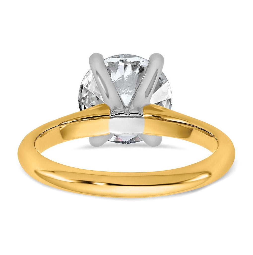 14k Two-Tone Gold 2ct Cert Lab Grown Diamond VS+ F+ Round 8X Complete Solitaire Ring Size 5 – Elegant Jewelry Gift for Birthday, Anniversary, Engagement, Wedding