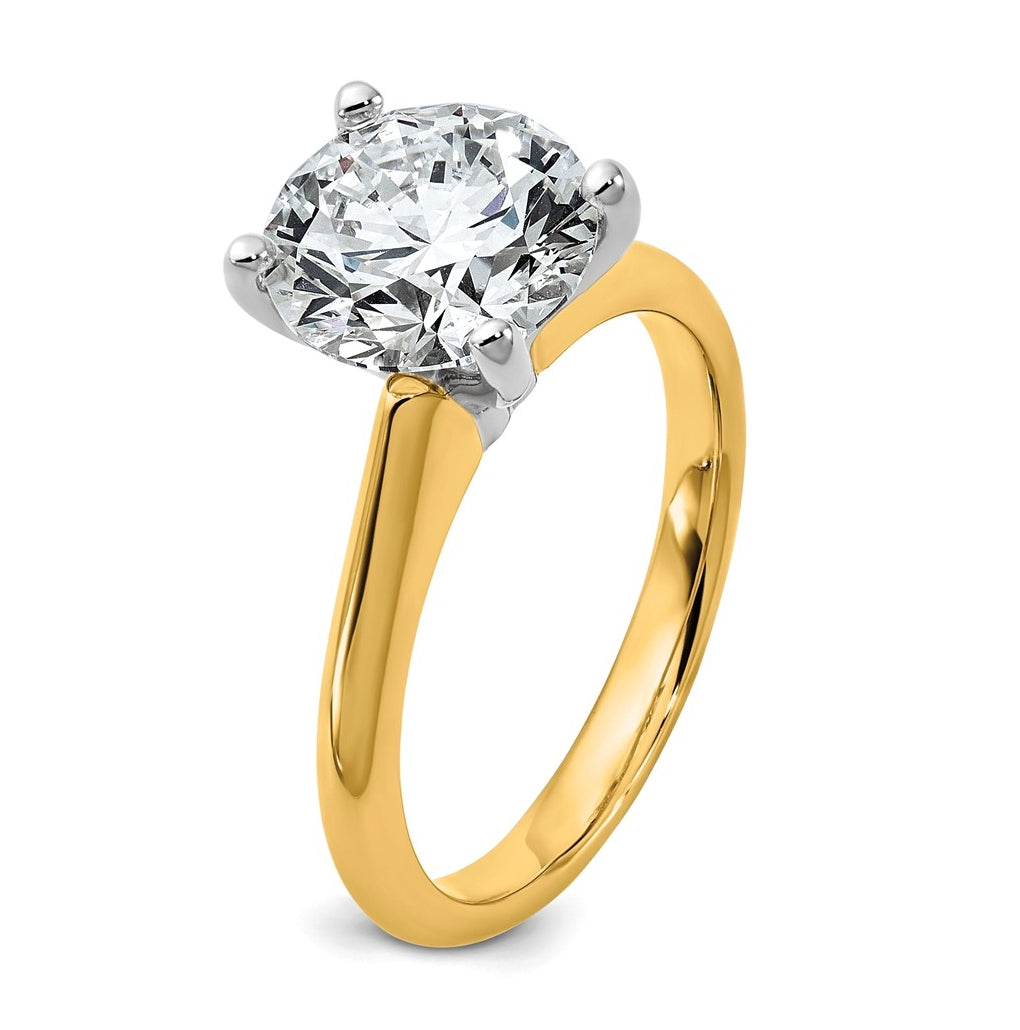 14k Two-Tone Gold 2ct Cert Lab Grown Diamond VS+ F+ Round 8X Complete Solitaire Ring Size 5 – Elegant Jewelry Gift for Birthday, Anniversary, Engagement, Wedding