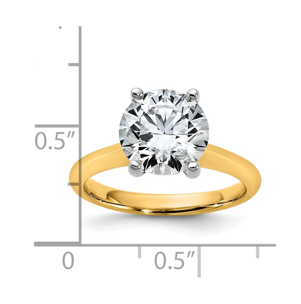 14k Two-Tone Gold 2ct Cert Lab Grown Diamond VS+ F+ Round 8X Complete Solitaire Ring Size 5 – Elegant Jewelry Gift for Birthday, Anniversary, Engagement, Wedding