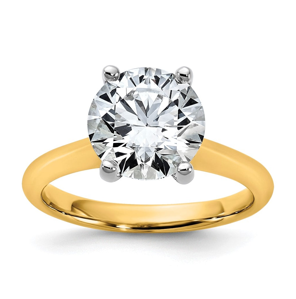 14k Two-Tone Gold 2ct Cert Lab Grown Diamond VS+ F+ Round 8X Complete Solitaire Ring Size 5 – Elegant Jewelry Gift for Birthday, Anniversary, Engagement, Wedding