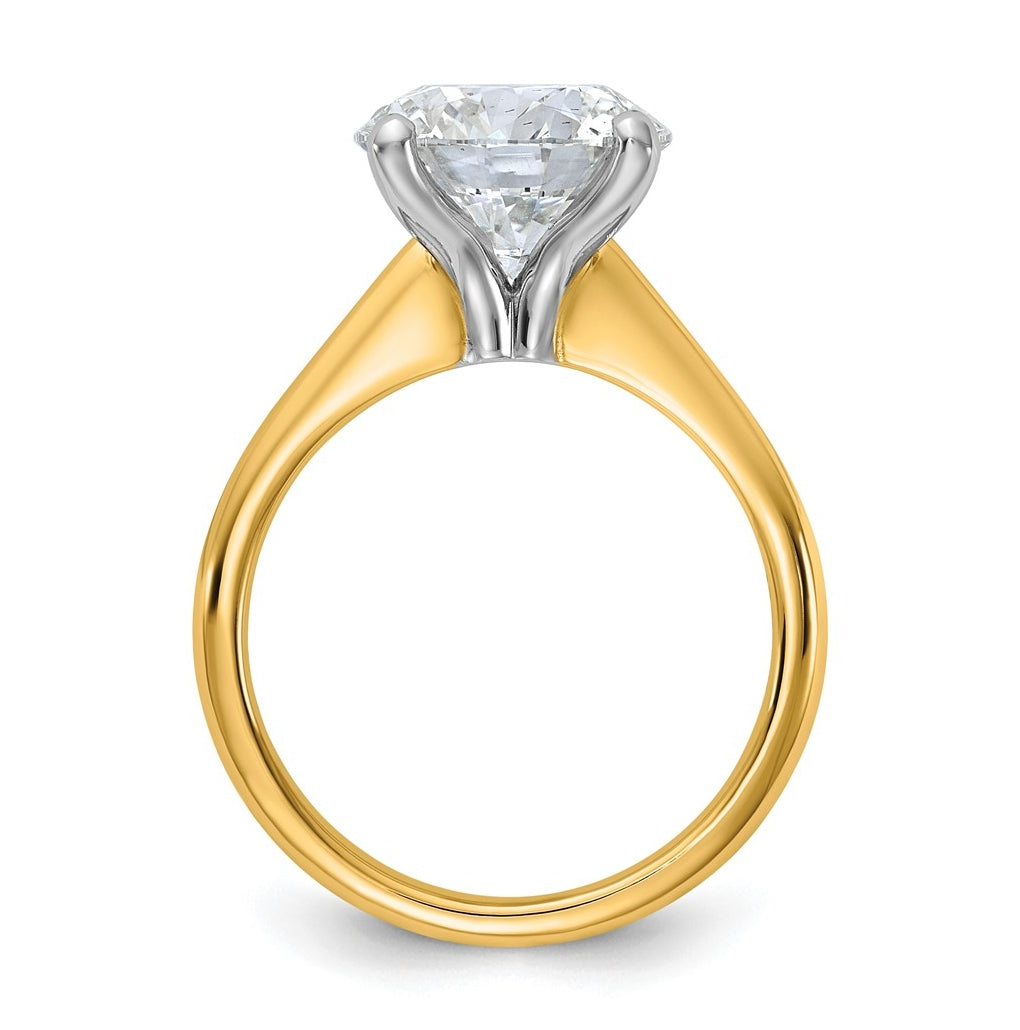 14k Two-Tone Gold 2ct Cert Lab Grown Diamond VS+ F+ Round 8X Complete Solitaire Ring Size 5 – Elegant Jewelry Gift for Birthday, Anniversary, Engagement, Wedding
