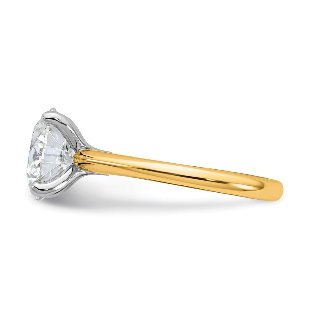 14k Two-Tone Gold 2ct Cert Lab Grown Diamond VS+ F+ Round 8X Complete Solitaire Ring Size 5 – Elegant Jewelry Gift for Birthday, Anniversary, Engagement, Wedding