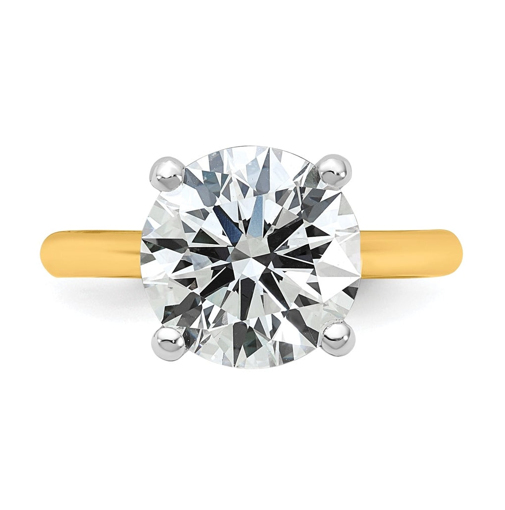 14k Two-Tone Gold 2ct Cert Lab Grown Diamond VS+ F+ Round 8X Complete Solitaire Ring Size 5 – Elegant Jewelry Gift for Birthday, Anniversary, Engagement, Wedding