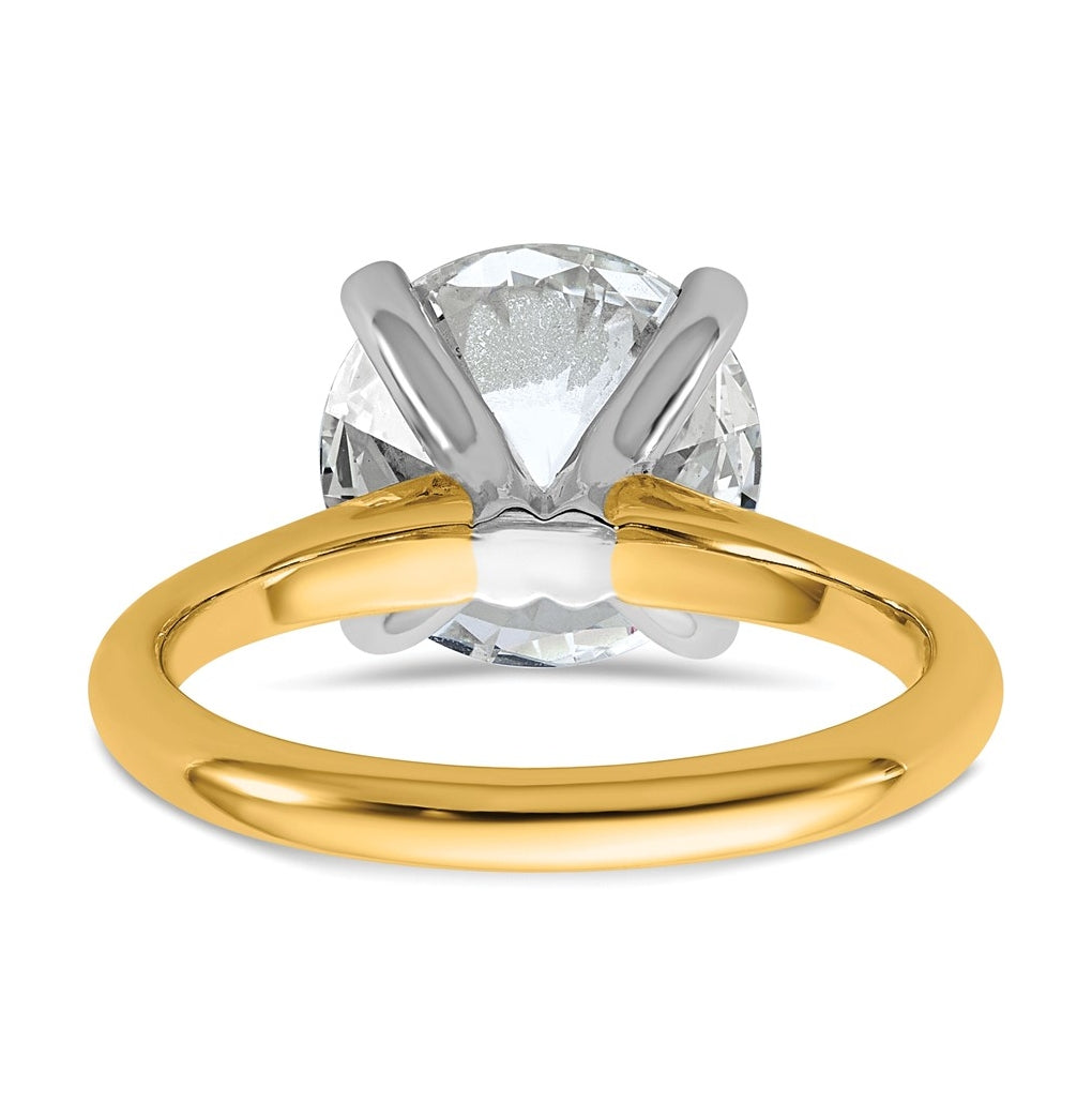 14k Two-Tone Gold 2ct Cert Lab Grown Diamond VS+ F+ Round 8X Complete Solitaire Ring Size 5 – Elegant Jewelry Gift for Birthday, Anniversary, Engagement, Wedding