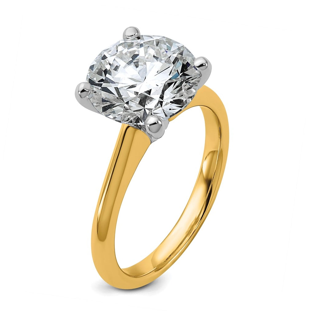 14k Two-Tone Gold 2ct Cert Lab Grown Diamond VS+ F+ Round 8X Complete Solitaire Ring Size 5 – Elegant Jewelry Gift for Birthday, Anniversary, Engagement, Wedding