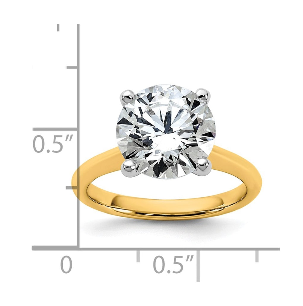 14k Two-Tone Gold 2ct Cert Lab Grown Diamond VS+ F+ Round 8X Complete Solitaire Ring Size 5 – Elegant Jewelry Gift for Birthday, Anniversary, Engagement, Wedding