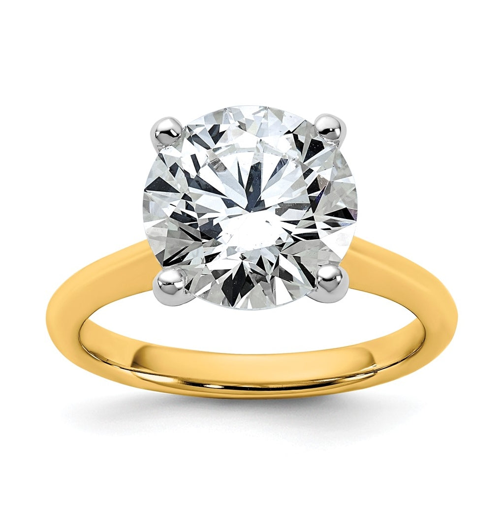 14k Two-Tone Gold 2ct Cert Lab Grown Diamond VS+ F+ Round 8X Complete Solitaire Ring Size 5 – Elegant Jewelry Gift for Birthday, Anniversary, Engagement, Wedding