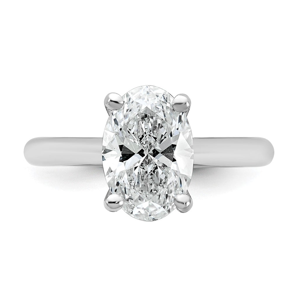 14k Two-Tone Gold 2ct Cert Lab Grown Diamond VS+ F+ Oval 8X Complete Solitaire Ring Size 5 – Elegant Jewelry Gift for Birthday, Anniversary, Engagement, Wedding