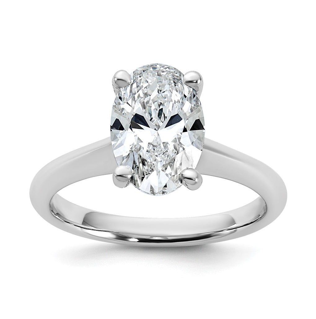 14k Two-Tone Gold 2ct Cert Lab Grown Diamond VS+ F+ Oval 8X Complete Solitaire Ring Size 5 – Elegant Jewelry Gift for Birthday, Anniversary, Engagement, Wedding