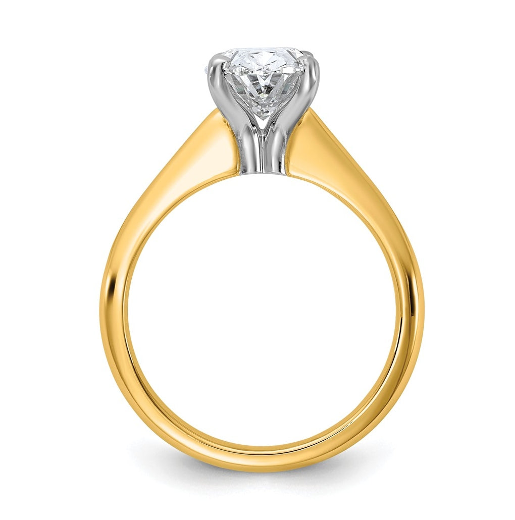 14k Two-Tone Gold 2ct Cert Lab Grown Diamond VS+ F+ Oval 8X Complete Solitaire Ring Size 5 – Elegant Jewelry Gift for Birthday, Anniversary, Engagement, Wedding