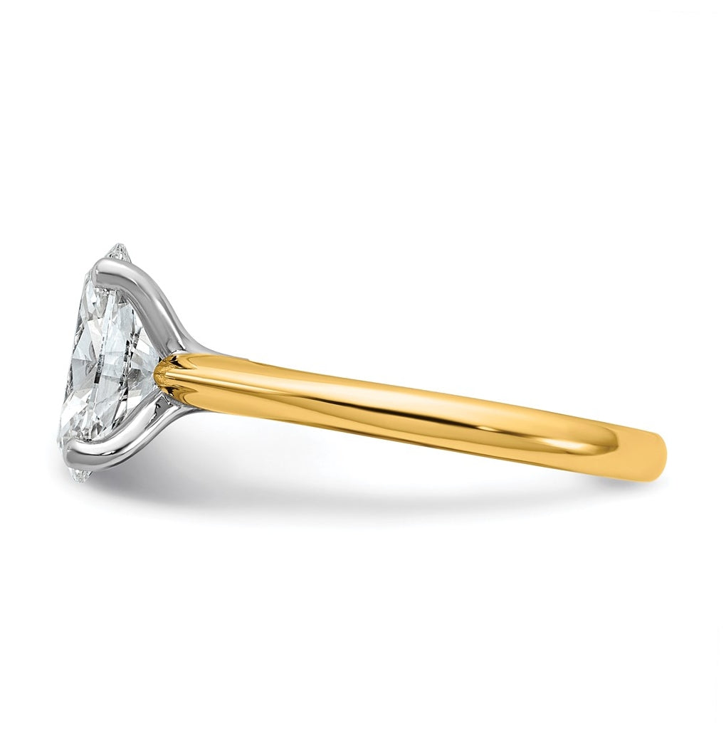 14k Two-Tone Gold 2ct Cert Lab Grown Diamond VS+ F+ Oval 8X Complete Solitaire Ring Size 5 – Elegant Jewelry Gift for Birthday, Anniversary, Engagement, Wedding