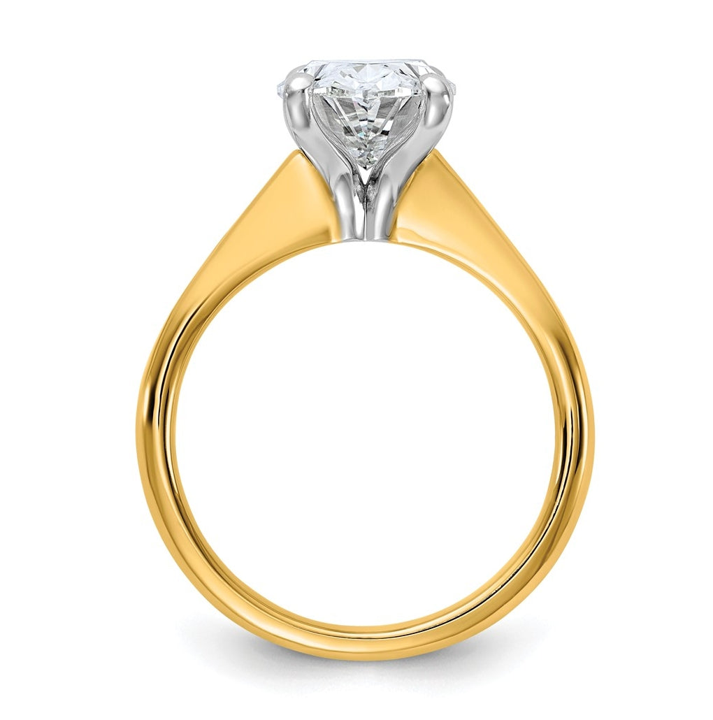 14k Two-Tone Gold 2ct Cert Lab Grown Diamond VS+ F+ Oval 8X Complete Solitaire Ring Size 5 – Elegant Jewelry Gift for Birthday, Anniversary, Engagement, Wedding