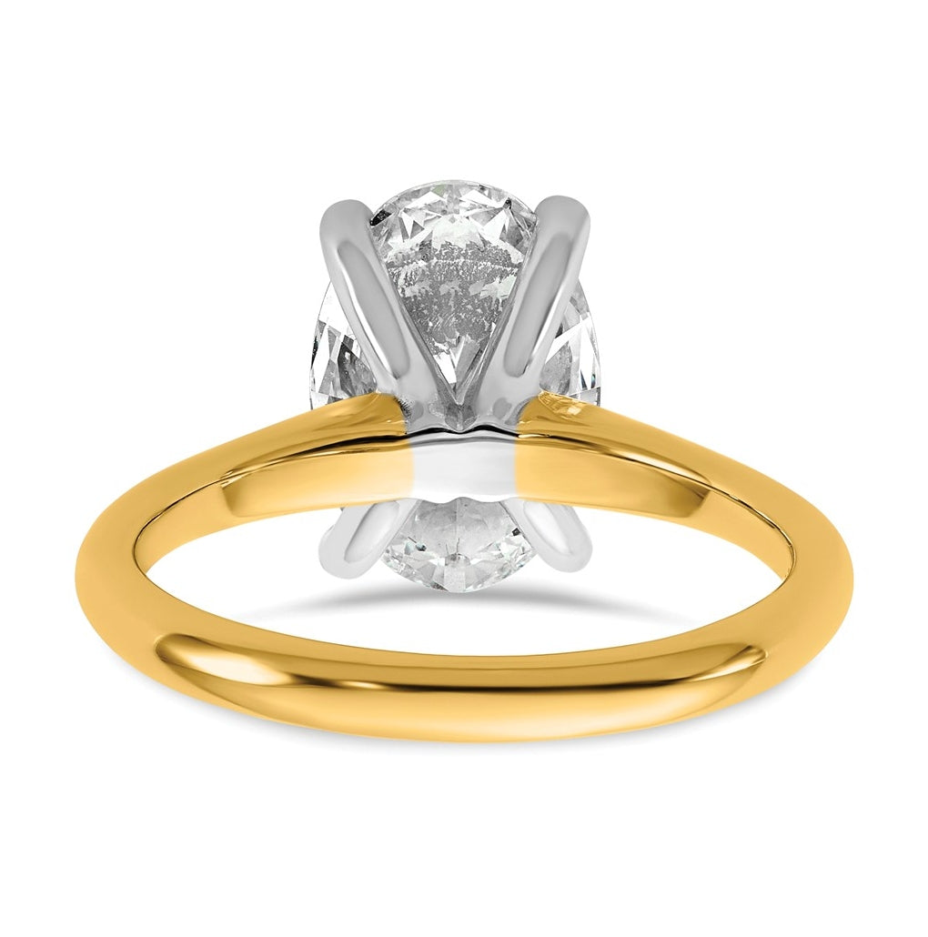 14k Two-Tone Gold 2ct Cert Lab Grown Diamond VS+ F+ Oval 8X Complete Solitaire Ring Size 5 – Elegant Jewelry Gift for Birthday, Anniversary, Engagement, Wedding