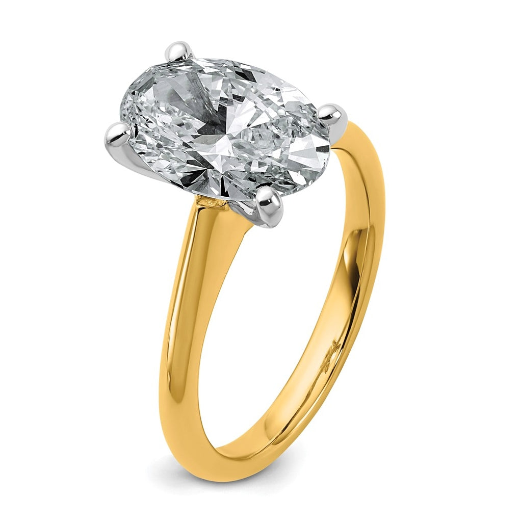 14k Two-Tone Gold 2ct Cert Lab Grown Diamond VS+ F+ Oval 8X Complete Solitaire Ring Size 5 – Elegant Jewelry Gift for Birthday, Anniversary, Engagement, Wedding