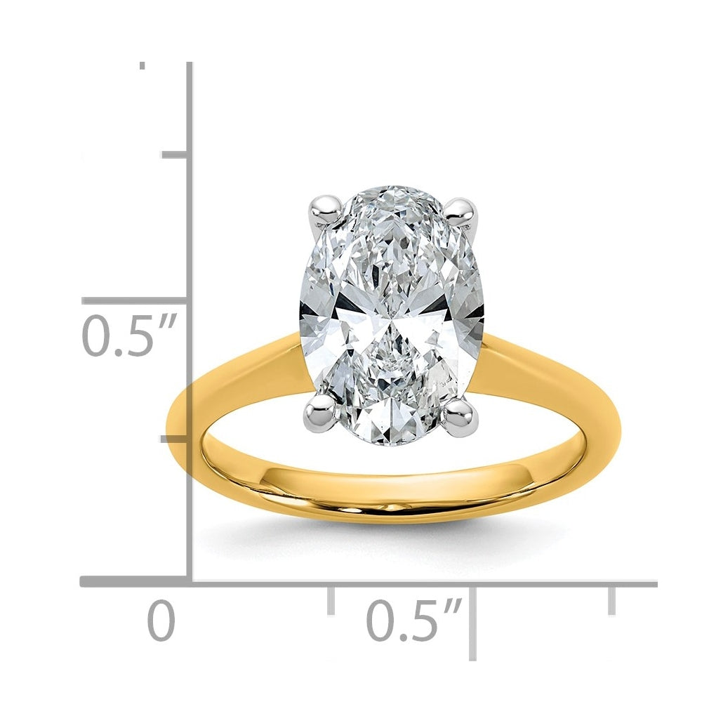 14k Two-Tone Gold 2ct Cert Lab Grown Diamond VS+ F+ Oval 8X Complete Solitaire Ring Size 5 – Elegant Jewelry Gift for Birthday, Anniversary, Engagement, Wedding