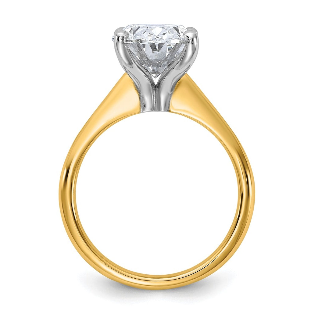 14k Two-Tone Gold 2ct Cert Lab Grown Diamond VS+ F+ Oval 8X Complete Solitaire Ring Size 5 – Elegant Jewelry Gift for Birthday, Anniversary, Engagement, Wedding