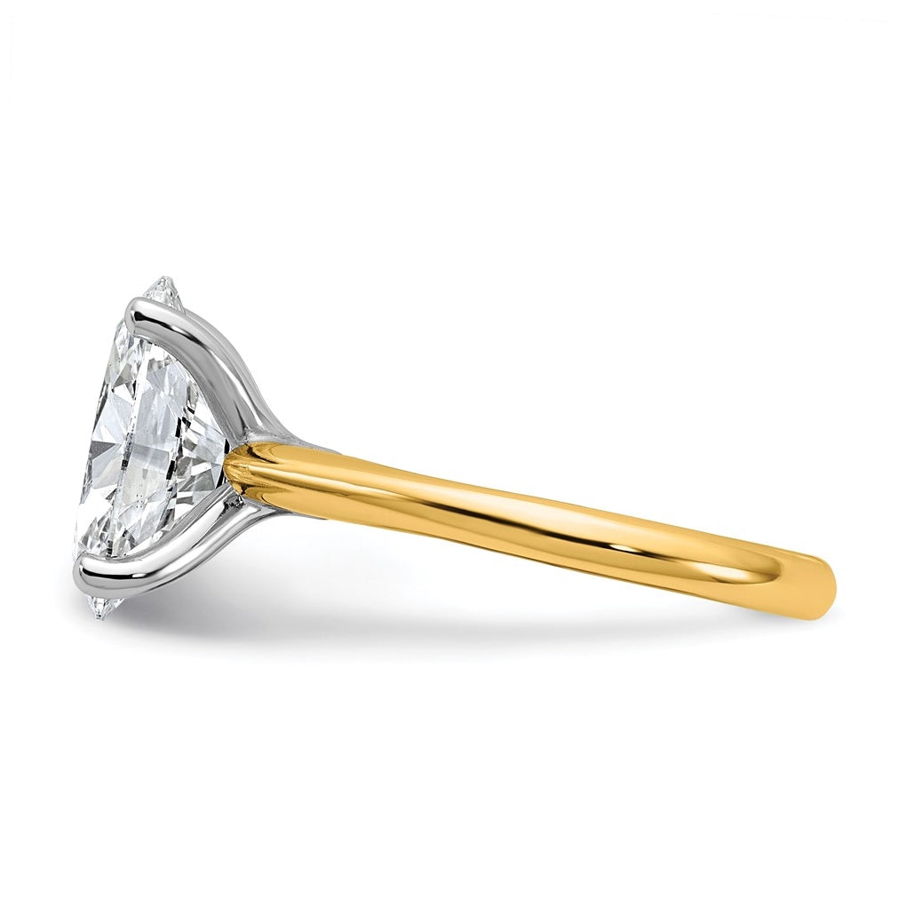 14k Two-Tone Gold 2ct Cert Lab Grown Diamond VS+ F+ Oval 8X Complete Solitaire Ring Size 5 – Elegant Jewelry Gift for Birthday, Anniversary, Engagement, Wedding