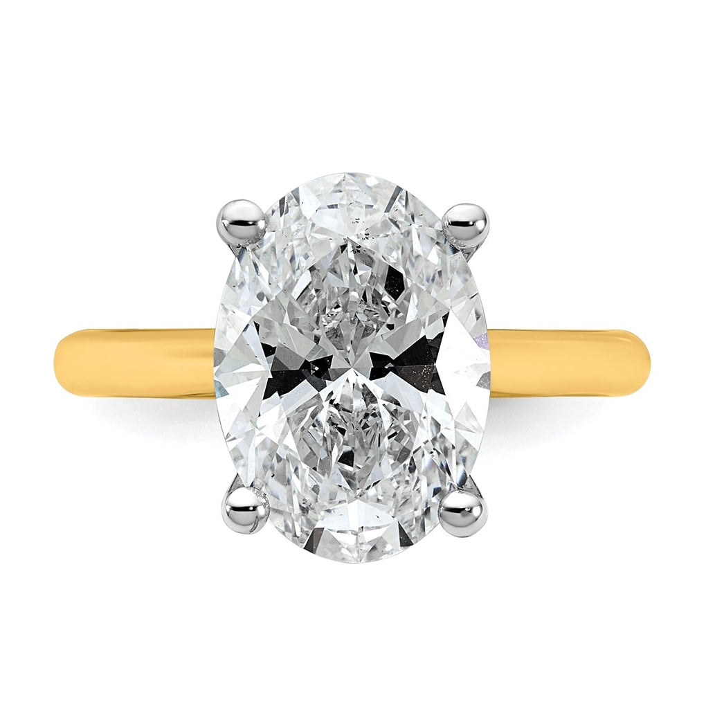 14k Two-Tone Gold 2ct Cert Lab Grown Diamond VS+ F+ Oval 8X Complete Solitaire Ring Size 5 – Elegant Jewelry Gift for Birthday, Anniversary, Engagement, Wedding