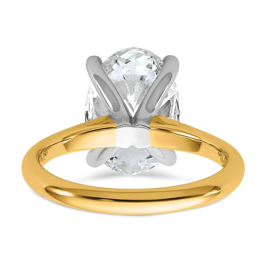 14k Two-Tone Gold 2ct Cert Lab Grown Diamond VS+ F+ Oval 8X Complete Solitaire Ring Size 5 – Elegant Jewelry Gift for Birthday, Anniversary, Engagement, Wedding