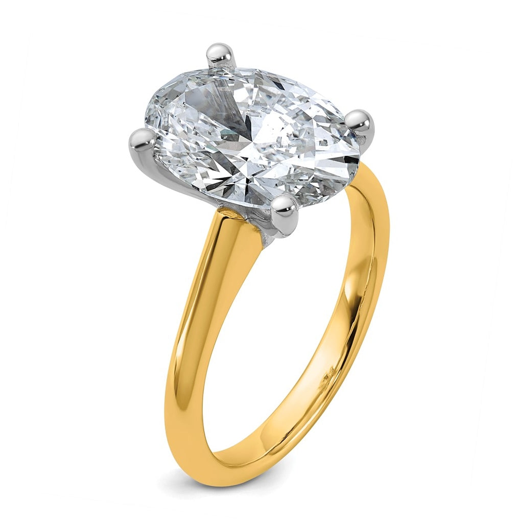 14k Two-Tone Gold 2ct Cert Lab Grown Diamond VS+ F+ Oval 8X Complete Solitaire Ring Size 5 – Elegant Jewelry Gift for Birthday, Anniversary, Engagement, Wedding