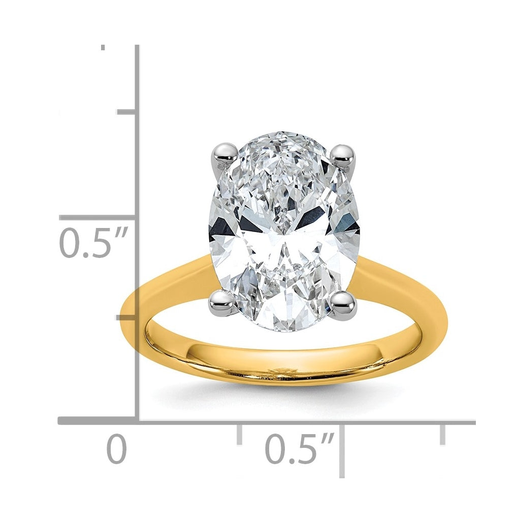 14k Two-Tone Gold 2ct Cert Lab Grown Diamond VS+ F+ Oval 8X Complete Solitaire Ring Size 5 – Elegant Jewelry Gift for Birthday, Anniversary, Engagement, Wedding