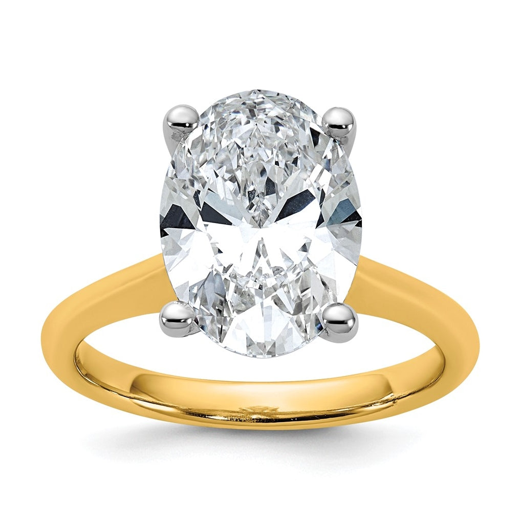 14k Two-Tone Gold 2ct Cert Lab Grown Diamond VS+ F+ Oval 8X Complete Solitaire Ring Size 5 – Elegant Jewelry Gift for Birthday, Anniversary, Engagement, Wedding