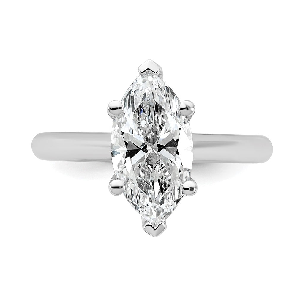 14k Two-Tone Gold 2ct Cert Lab Grown Diamond VS+ F+ Marquise 8X Complete Solitaire Ring Size 5 – Elegant Jewelry Gift for Birthday, Anniversary, Engagement, Wedding
