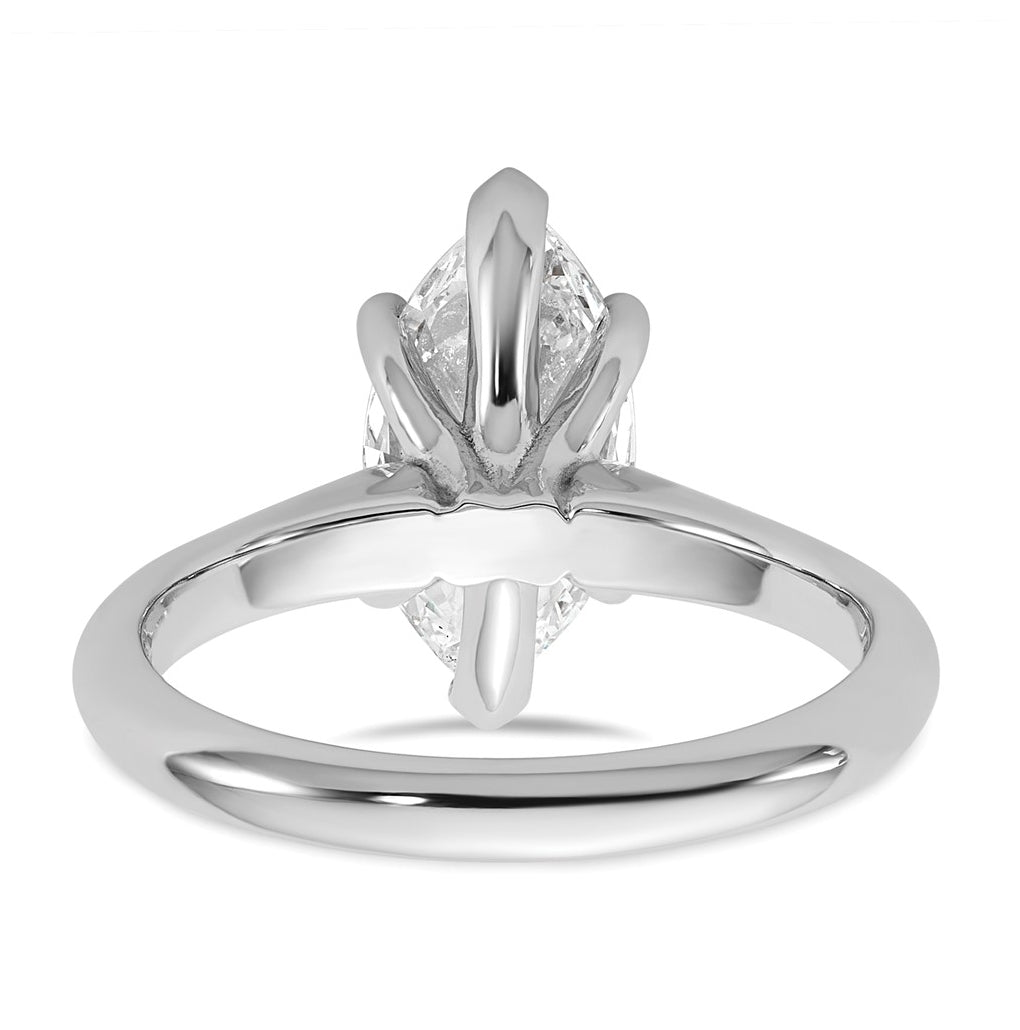 14k Two-Tone Gold 2ct Cert Lab Grown Diamond VS+ F+ Marquise 8X Complete Solitaire Ring Size 5 – Elegant Jewelry Gift for Birthday, Anniversary, Engagement, Wedding