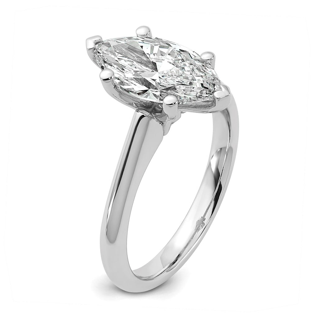 14k Two-Tone Gold 2ct Cert Lab Grown Diamond VS+ F+ Marquise 8X Complete Solitaire Ring Size 5 – Elegant Jewelry Gift for Birthday, Anniversary, Engagement, Wedding