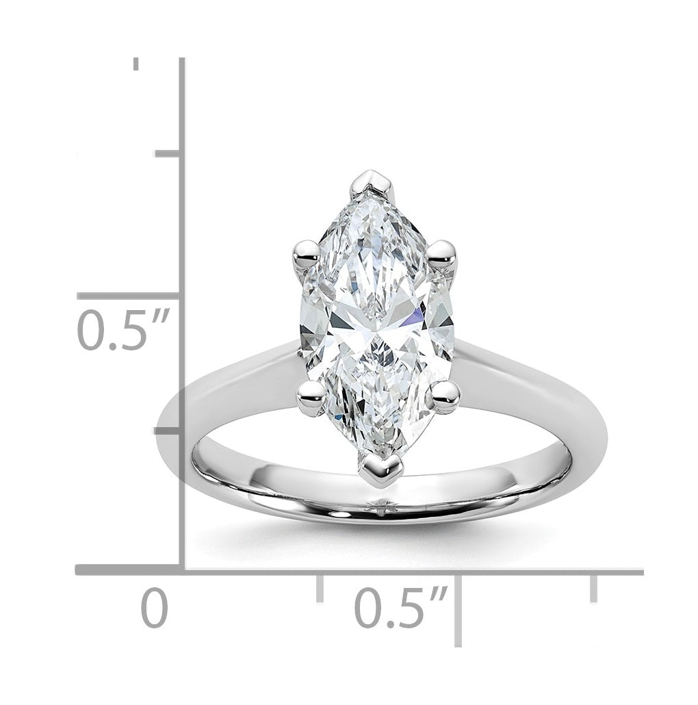14k Two-Tone Gold 2ct Cert Lab Grown Diamond VS+ F+ Marquise 8X Complete Solitaire Ring Size 5 – Elegant Jewelry Gift for Birthday, Anniversary, Engagement, Wedding