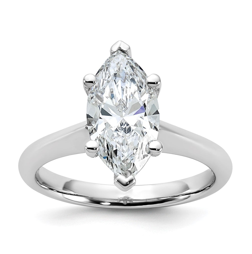 14k Two-Tone Gold 2ct Cert Lab Grown Diamond VS+ F+ Marquise 8X Complete Solitaire Ring Size 5 – Elegant Jewelry Gift for Birthday, Anniversary, Engagement, Wedding