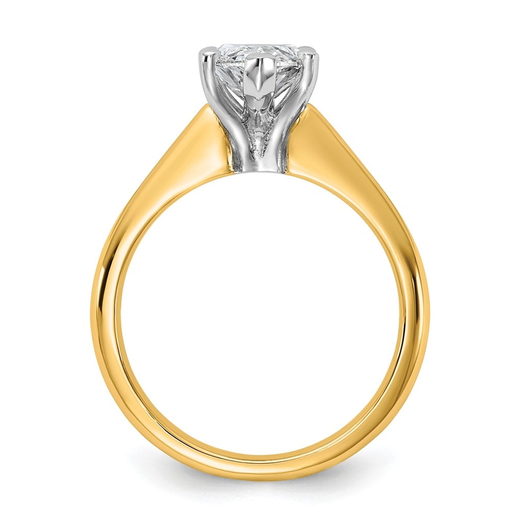 14k Two-Tone Gold 2ct Cert Lab Grown Diamond VS+ F+ Marquise 8X Complete Solitaire Ring Size 5 – Elegant Jewelry Gift for Birthday, Anniversary, Engagement, Wedding