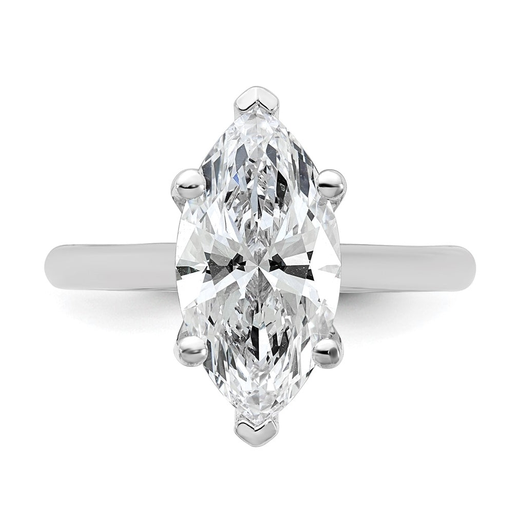 14k Two-Tone Gold 2ct Cert Lab Grown Diamond VS+ F+ Marquise 8X Complete Solitaire Ring Size 5 – Elegant Jewelry Gift for Birthday, Anniversary, Engagement, Wedding