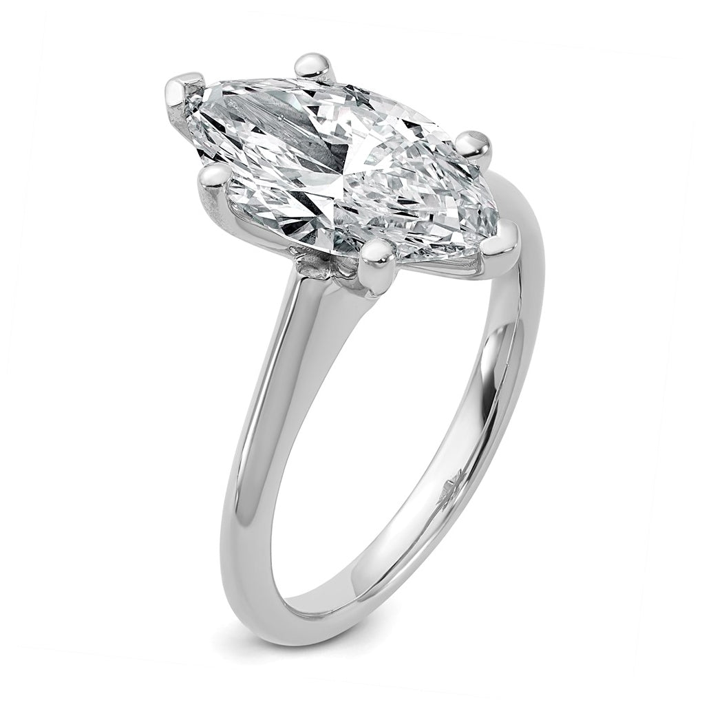 14k Two-Tone Gold 2ct Cert Lab Grown Diamond VS+ F+ Marquise 8X Complete Solitaire Ring Size 5 – Elegant Jewelry Gift for Birthday, Anniversary, Engagement, Wedding