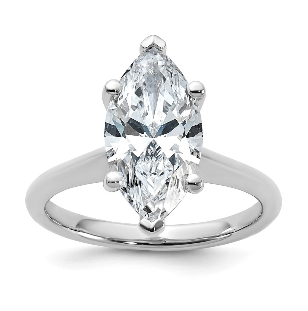14k Two-Tone Gold 2ct Cert Lab Grown Diamond VS+ F+ Marquise 8X Complete Solitaire Ring Size 5 – Elegant Jewelry Gift for Birthday, Anniversary, Engagement, Wedding