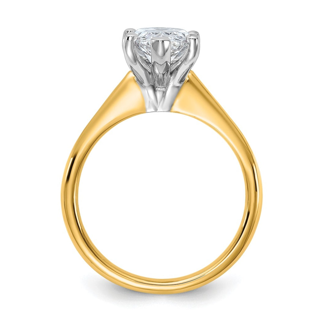 14k Two-Tone Gold 2ct Cert Lab Grown Diamond VS+ F+ Marquise 8X Complete Solitaire Ring Size 5 – Elegant Jewelry Gift for Birthday, Anniversary, Engagement, Wedding