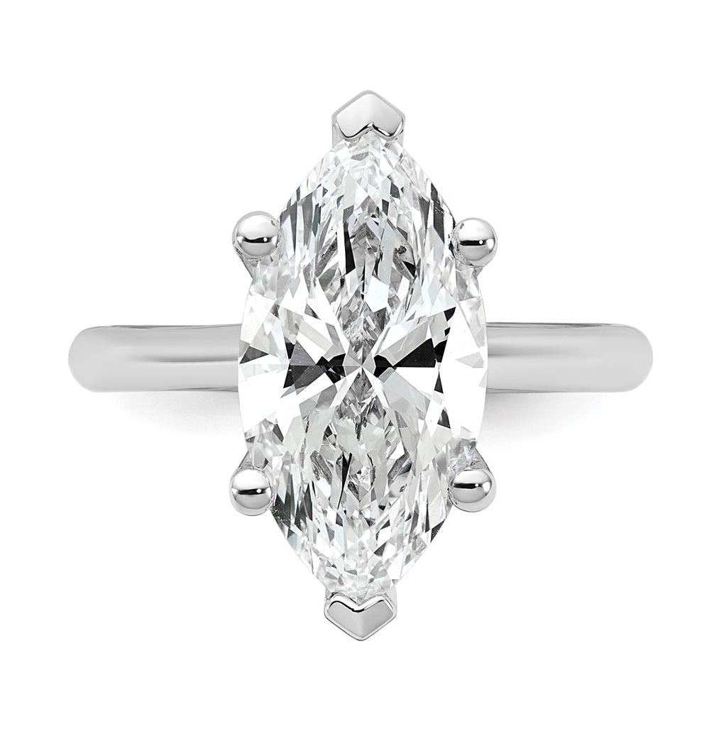 14k Two-Tone Gold 2ct Cert Lab Grown Diamond VS+ F+ Marquise 8X Complete Solitaire Ring Size 5 – Elegant Jewelry Gift for Birthday, Anniversary, Engagement, Wedding
