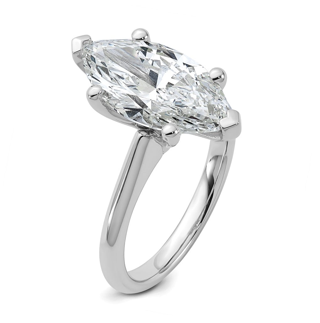 14k Two-Tone Gold 2ct Cert Lab Grown Diamond VS+ F+ Marquise 8X Complete Solitaire Ring Size 5 – Elegant Jewelry Gift for Birthday, Anniversary, Engagement, Wedding