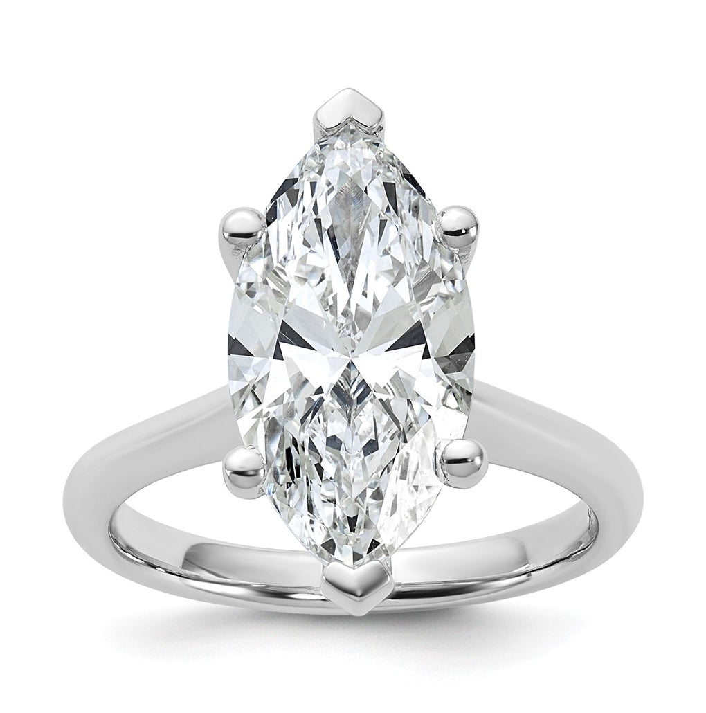 14k Two-Tone Gold 2ct Cert Lab Grown Diamond VS+ F+ Marquise 8X Complete Solitaire Ring Size 5 – Elegant Jewelry Gift for Birthday, Anniversary, Engagement, Wedding
