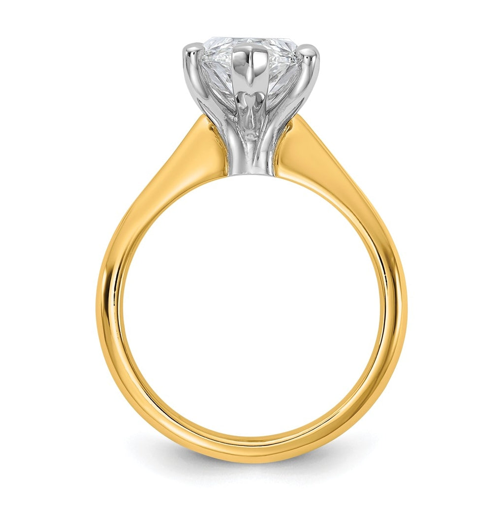 14k Two-Tone Gold 2ct Cert Lab Grown Diamond VS+ F+ Marquise 8X Complete Solitaire Ring Size 5 – Elegant Jewelry Gift for Birthday, Anniversary, Engagement, Wedding