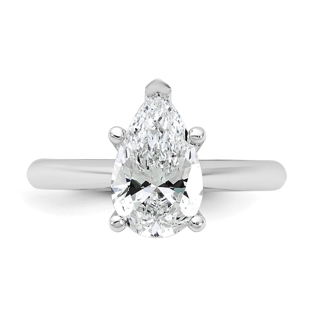14k Two-Tone Gold 2ct Cert Lab Grown Diamond VS+ F+ Pear 8X Complete Solitaire Ring Size 5 – Elegant Jewelry Gift for Birthday, Anniversary, Engagement, Wedding
